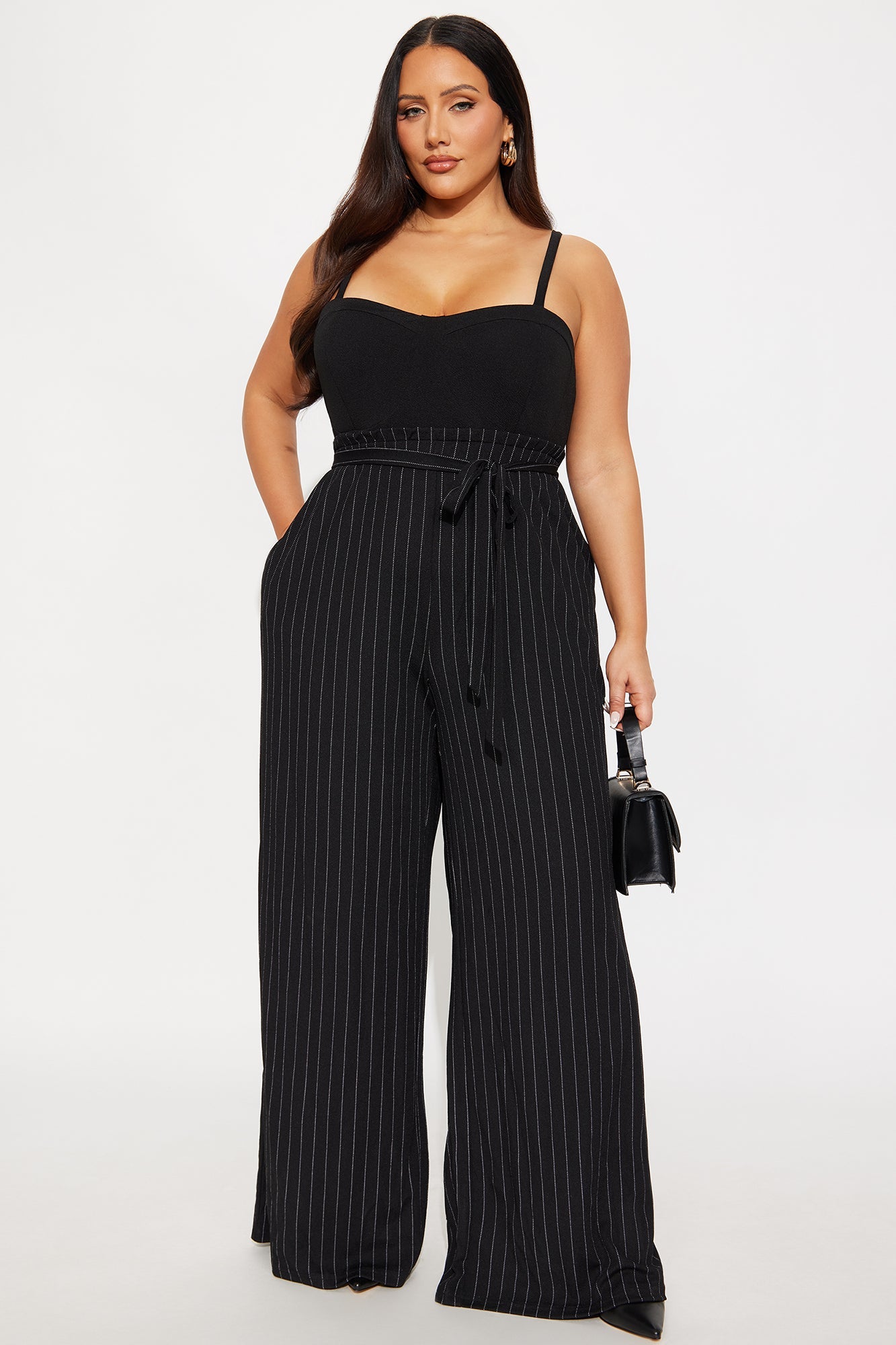 The Extra Mile Pinstripe Jumpsuit - Black/combo