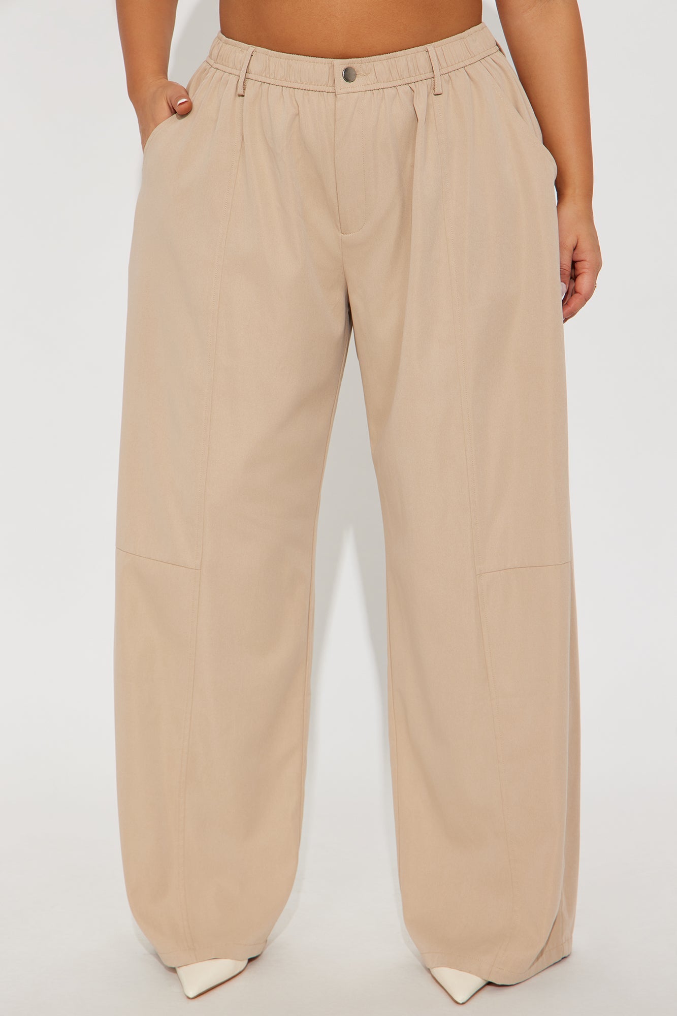 Jovana Mid Rise Wide Leg Pant - Taupe