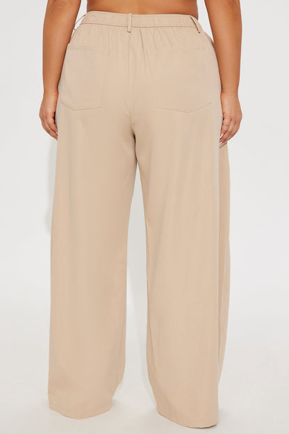 Jovana Mid Rise Wide Leg Pant - Taupe