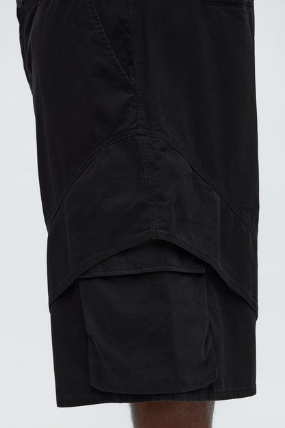 Baggy Hidden Lines Cargo Shorts - Black