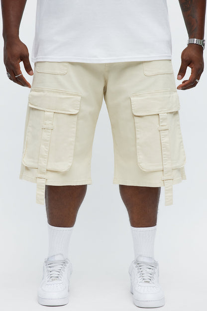 Baggy Oversized Pocket Cargo Shorts - Cream