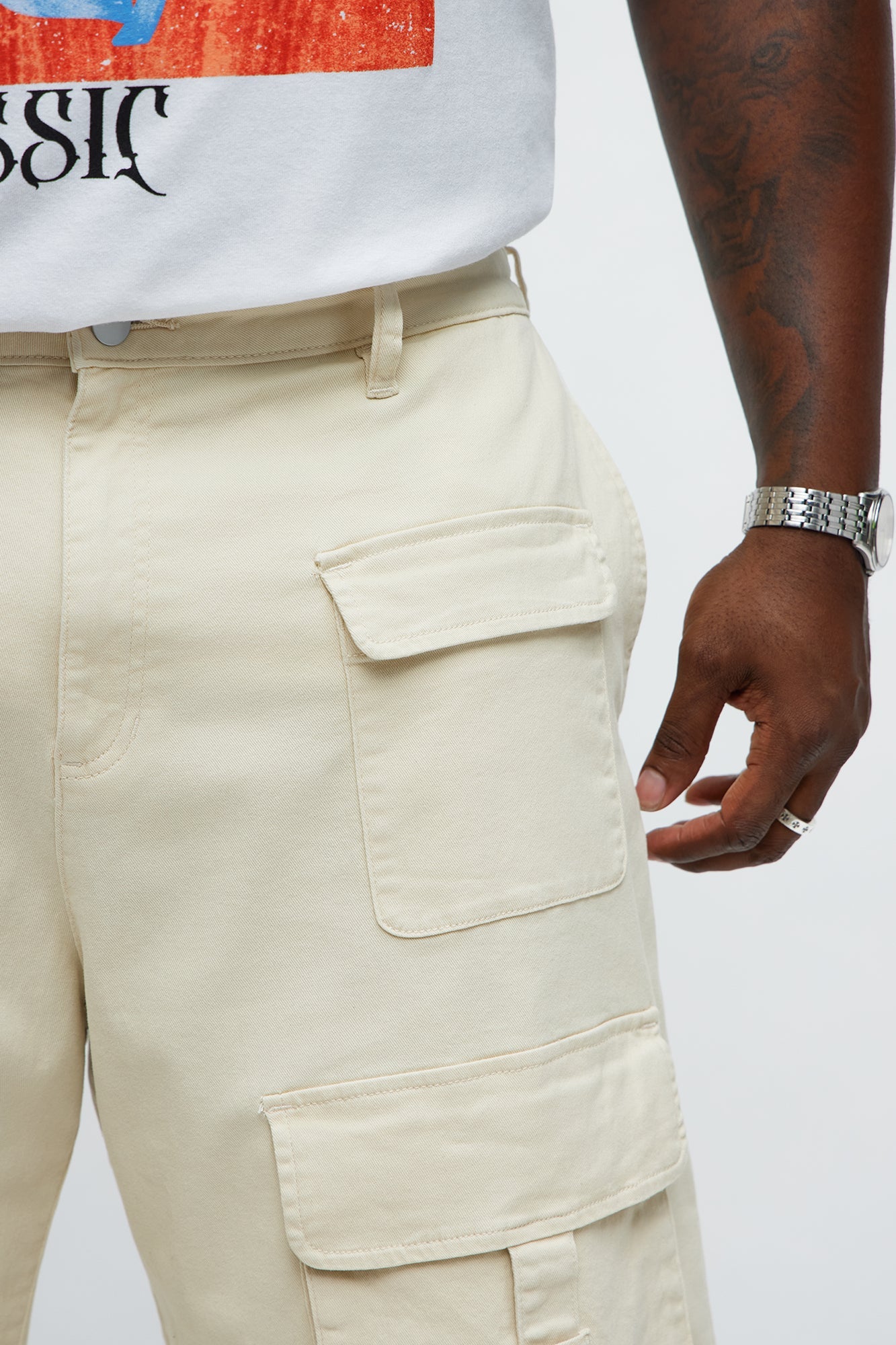 Baggy Oversized Pocket Cargo Shorts - Cream