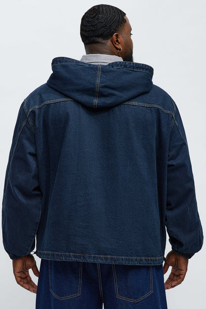 Oversized In My City Anorak Denim Jacket - Dark Wash