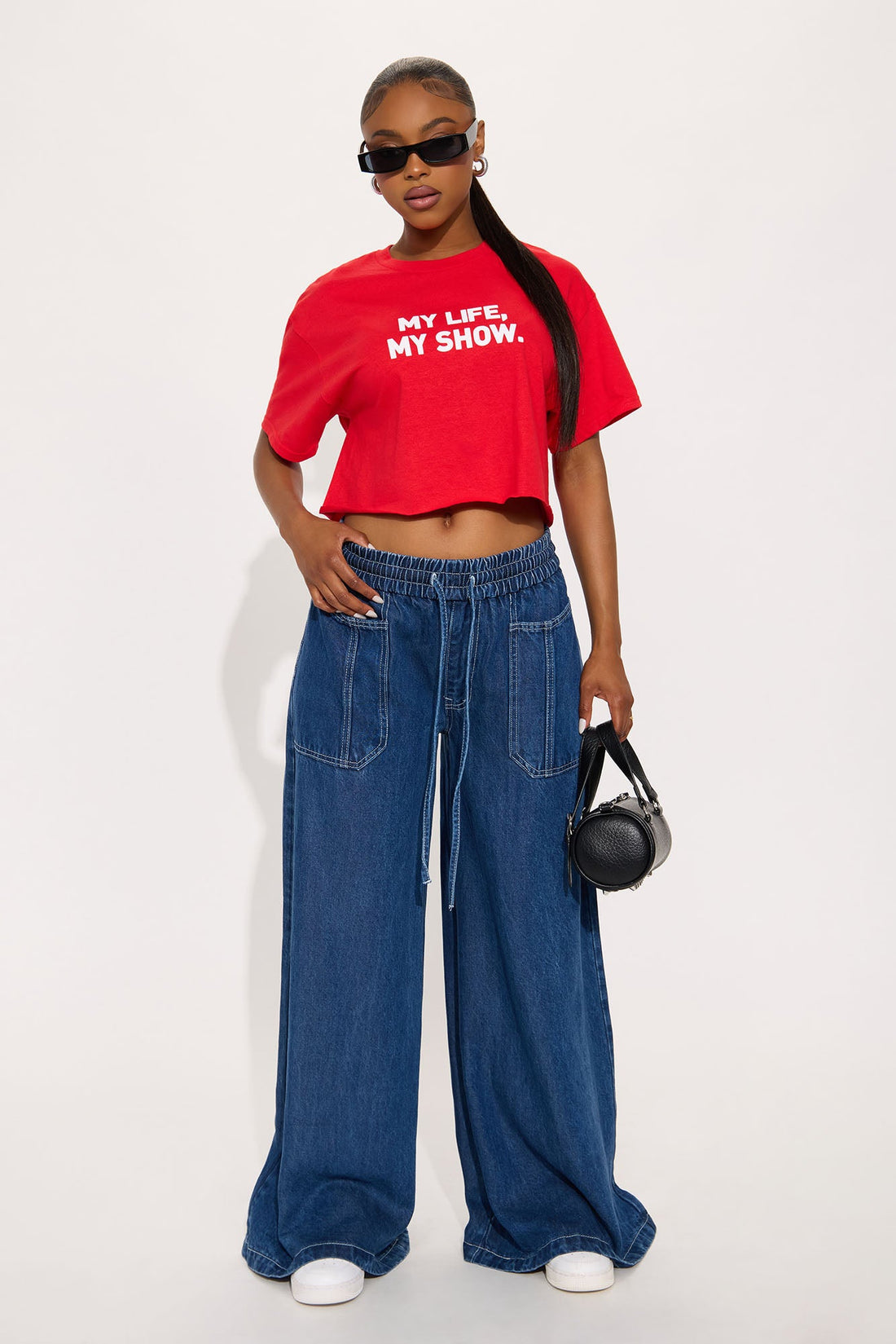 Madison Drapey Wide Leg Jeans - Dark Wash