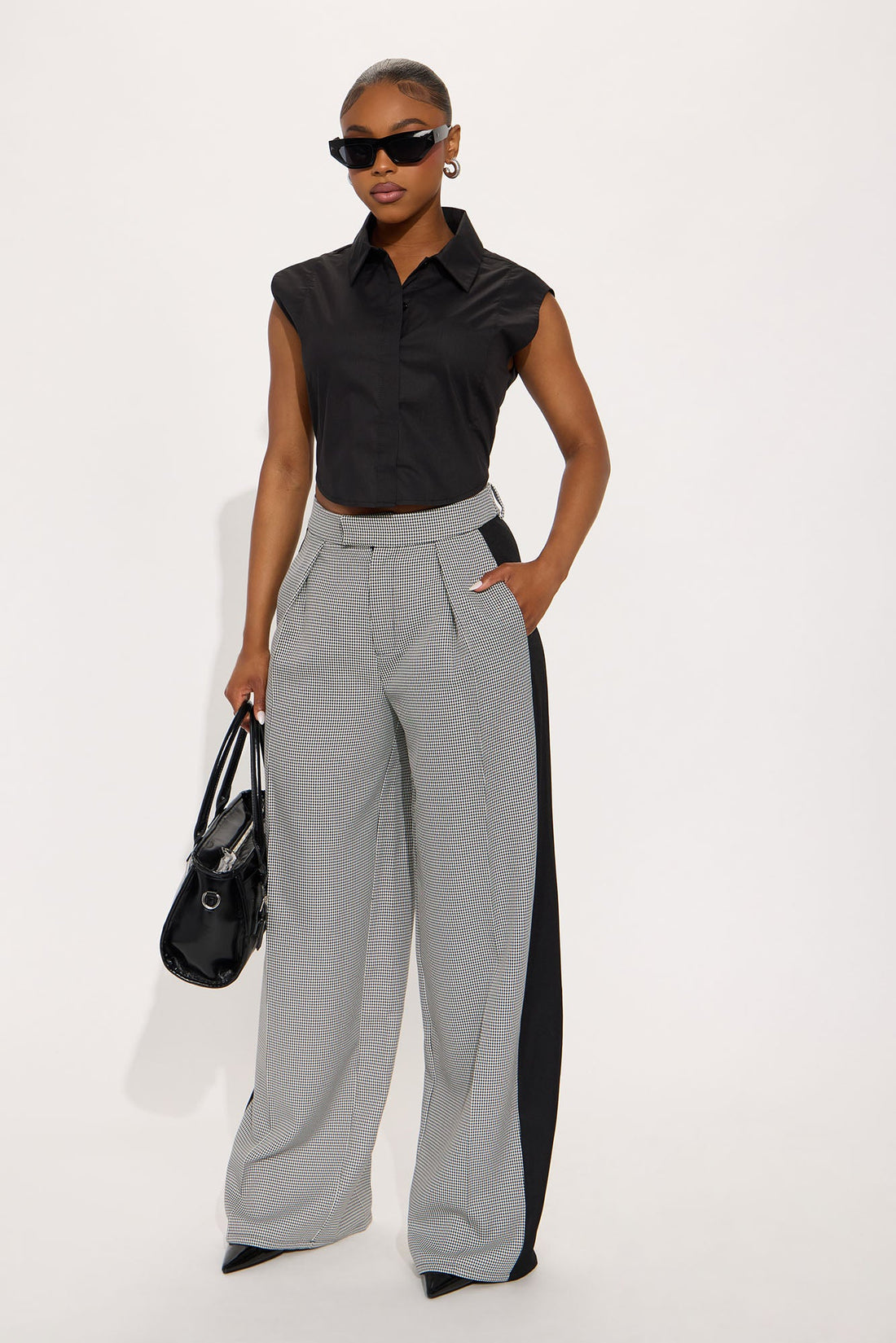 Jolie Houndstooth Trouser Pant 33 - Black/combo