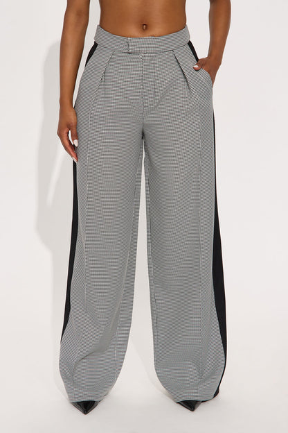 Jolie Houndstooth Trouser Pant 33 - Black/combo