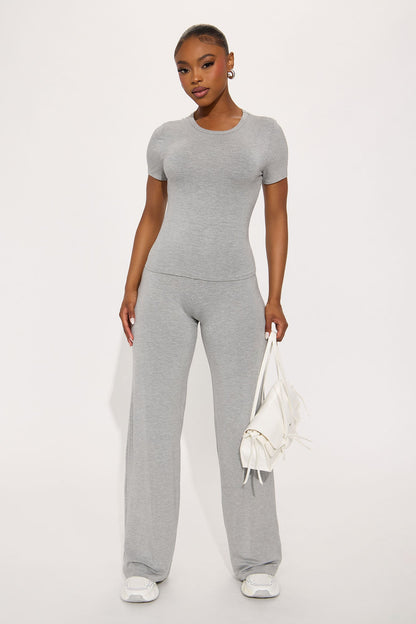In My Best Mood Low Rise Pant Set - Heather Grey