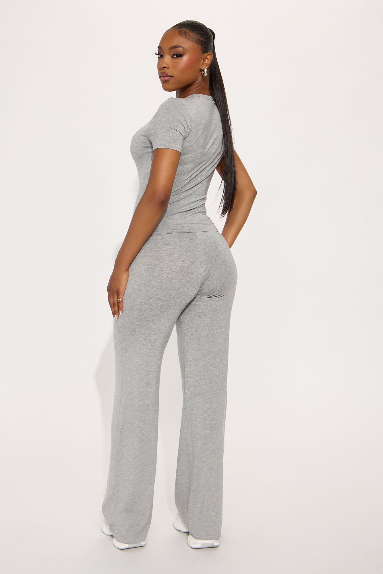 In My Best Mood Low Rise Pant Set - Heather Grey