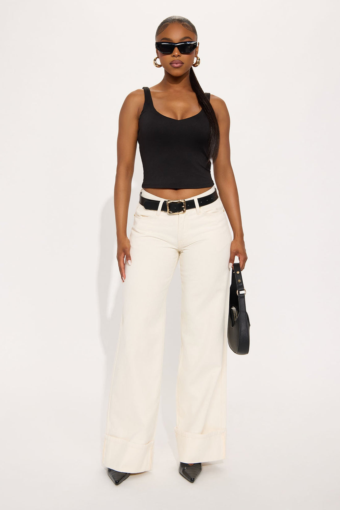 Mirador Cuffed Straight Leg Jeans - Cream