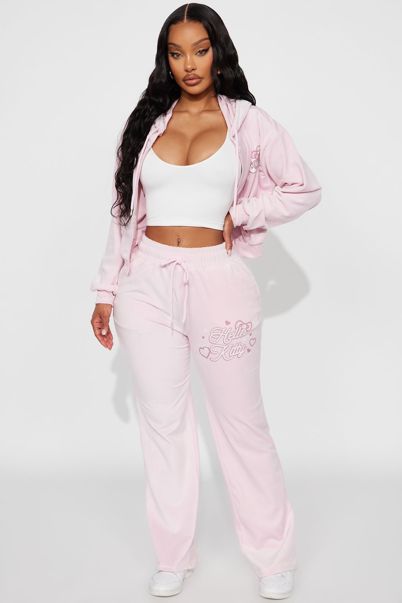 Hello Kitty Love Velour Wide Leg Pant - Pink