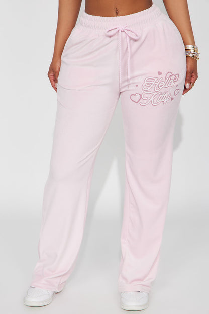 Hello Kitty Love Velour Wide Leg Pant - Pink