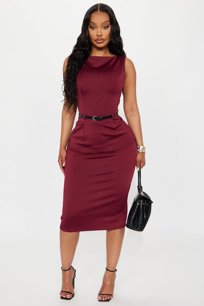 She Means Business Pencil Skirt Set - Wine