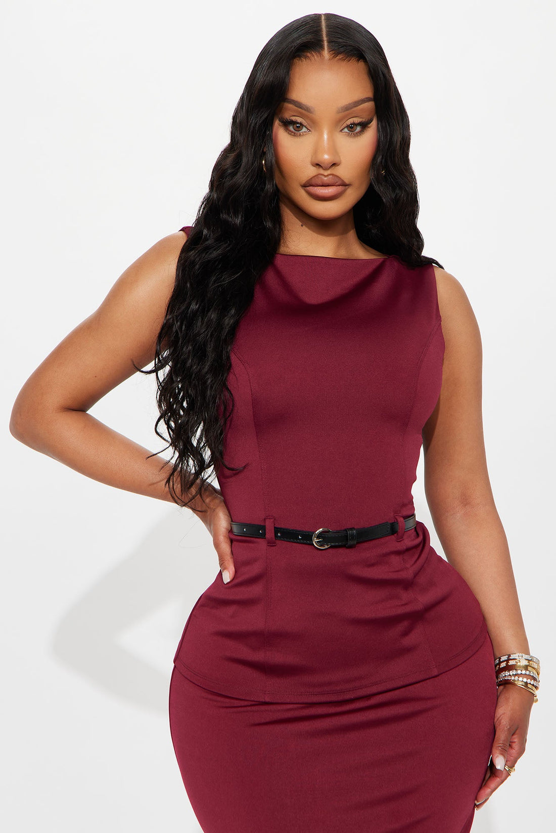 She Means Business Pencil Skirt Set - Wine
