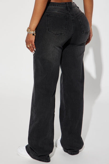 Vita Low Waist Stretch Baggy Jeans - Black Wash