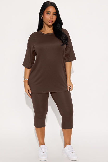 Weekend Vibes Capri Set - Chocolate