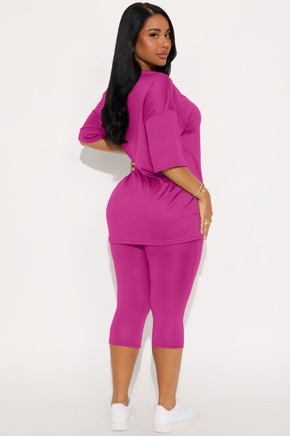 Weekend Vibes Capri Set - Fuchsia