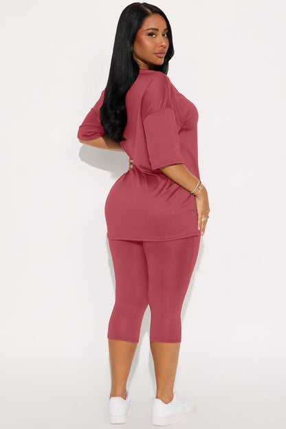 Weekend Vibes Capri Set - Mauve