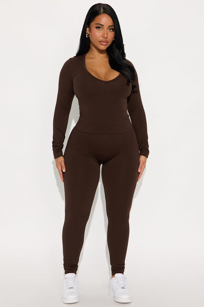 Sara Seamless Leggings Set - Chocolate