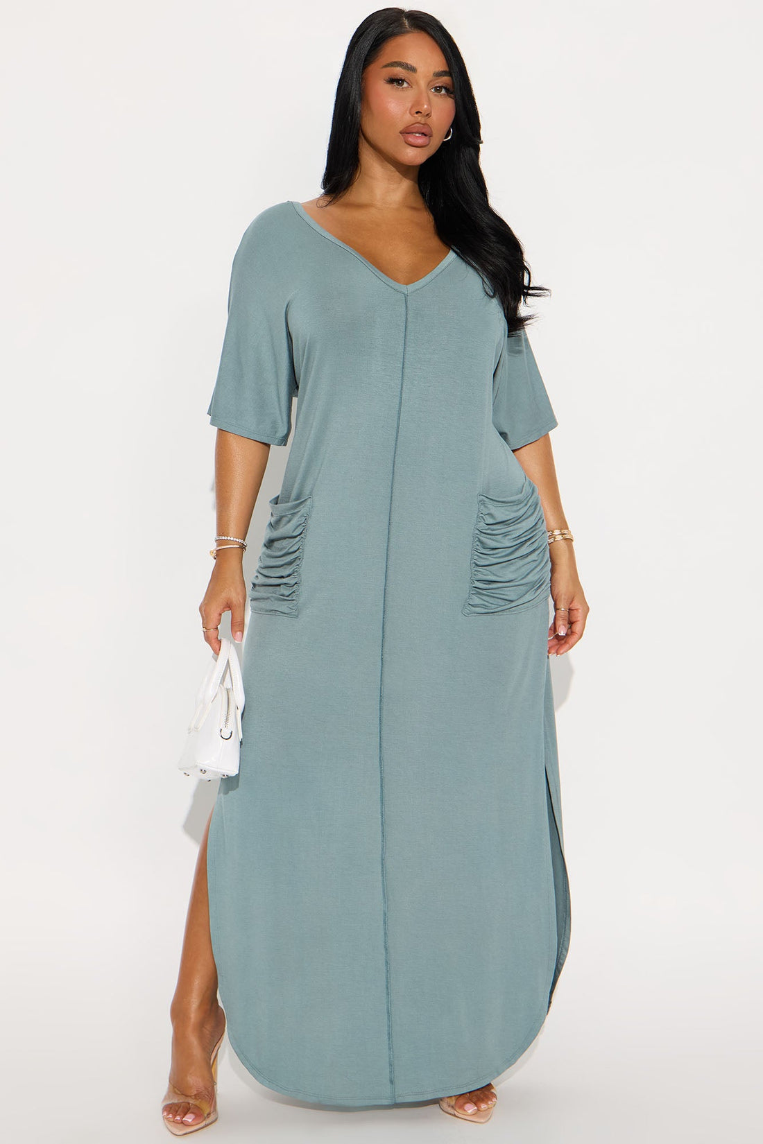 Staying In T-Shirt Maxi Dress - Sage