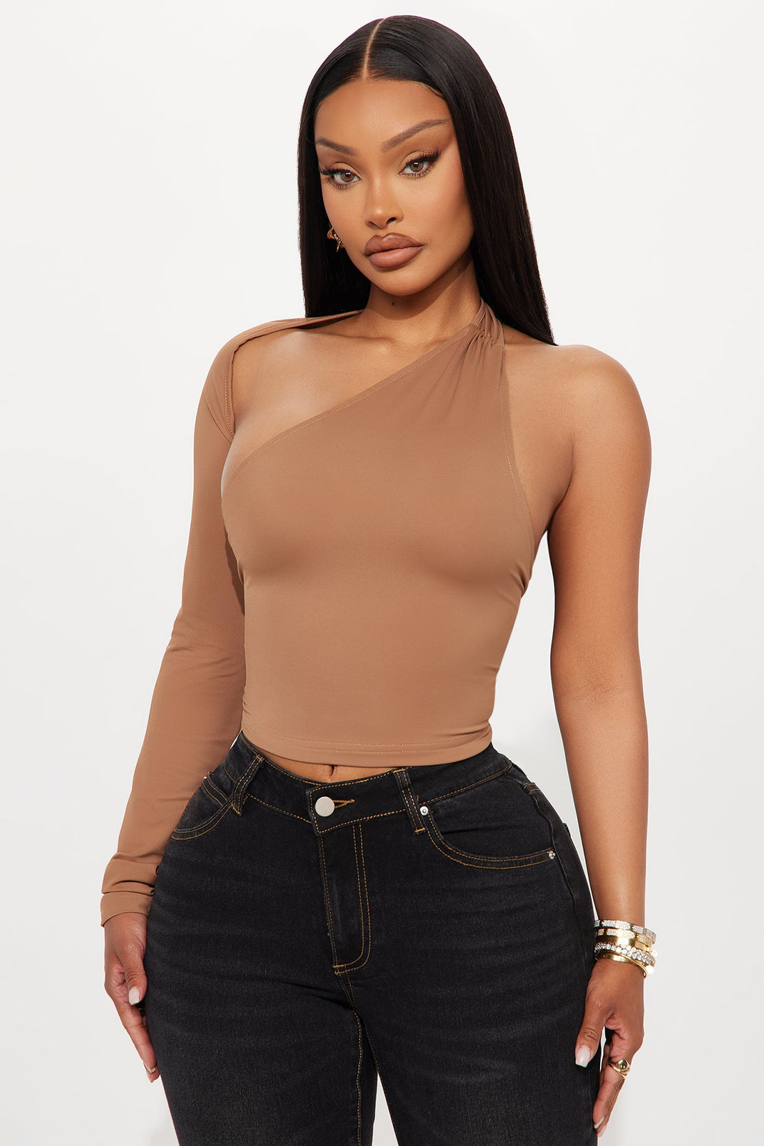 Warm Sensation Cropped Long Sleeve Top - Mocha