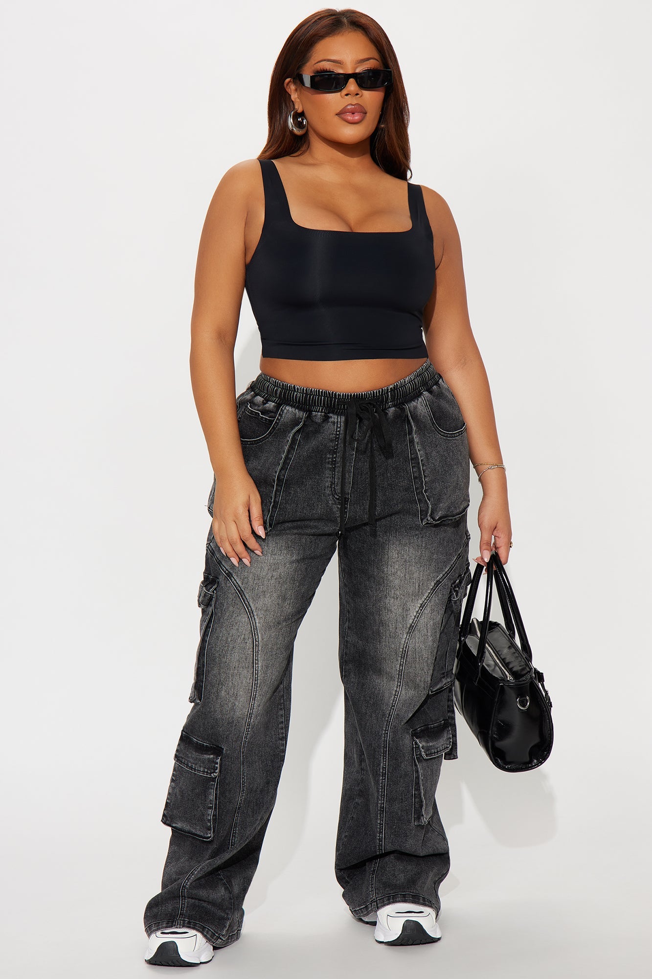 Met My Match Baggy Cargo Jeans - Black Wash