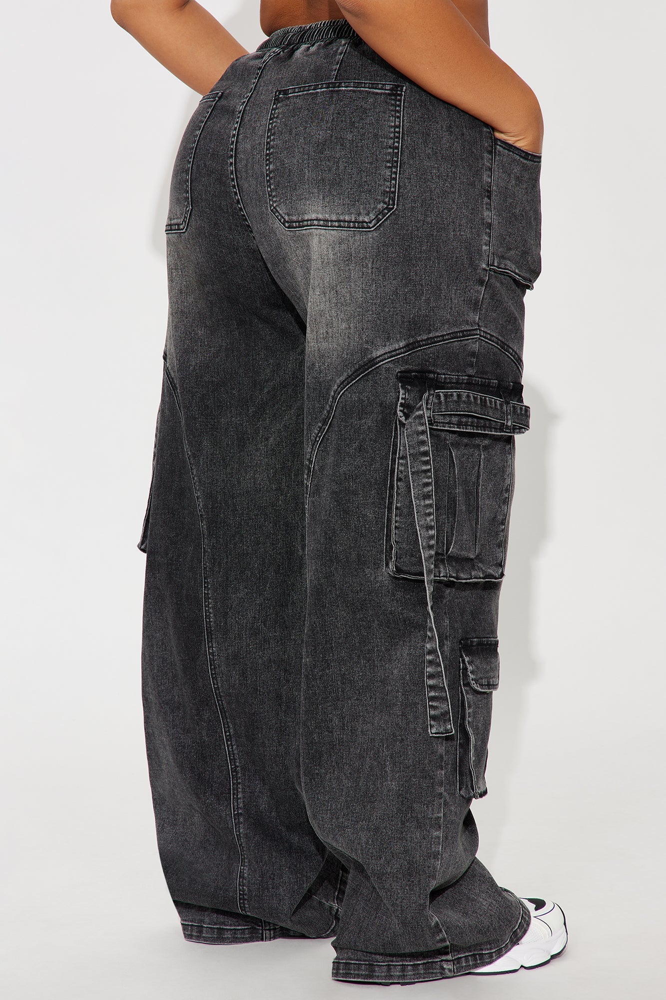 Met My Match Baggy Cargo Jeans - Black Wash