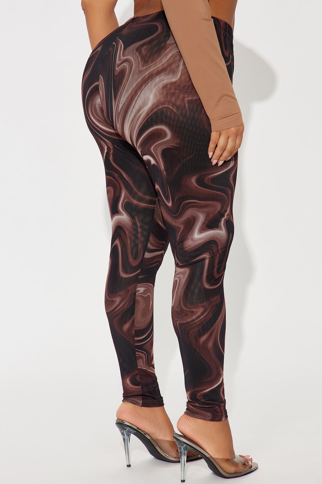 Better Than Your Ex Double Lined Mesh Legging - Brown/combo