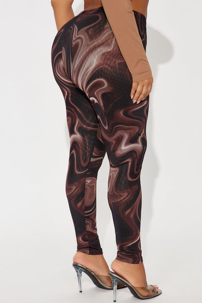 Better Than Your Ex Double Lined Mesh Legging - Brown/combo