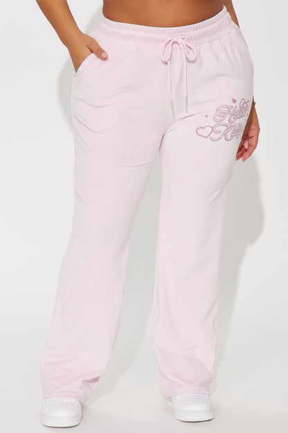Hello Kitty Love Velour Wide Leg Pant - Pink