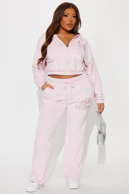 Hello Kitty Love Velour Wide Leg Pant - Pink