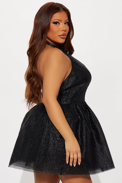 Glammed For The Night Sparkle Mini Dress - Black