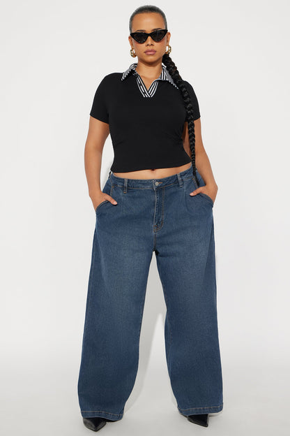 Everly Trouser Straight Leg Jeans - Dark Wash