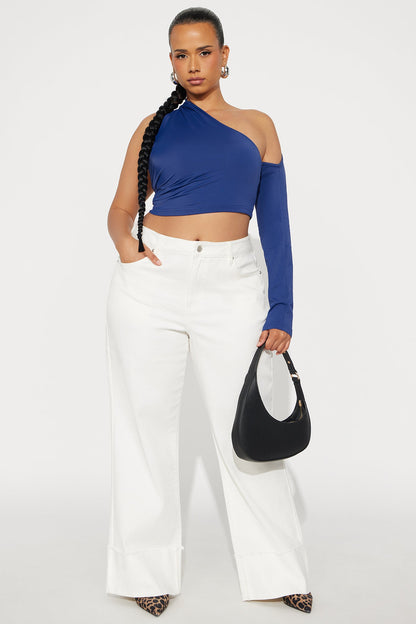 Warm Sensation Cropped Long Sleeve Top - Navy