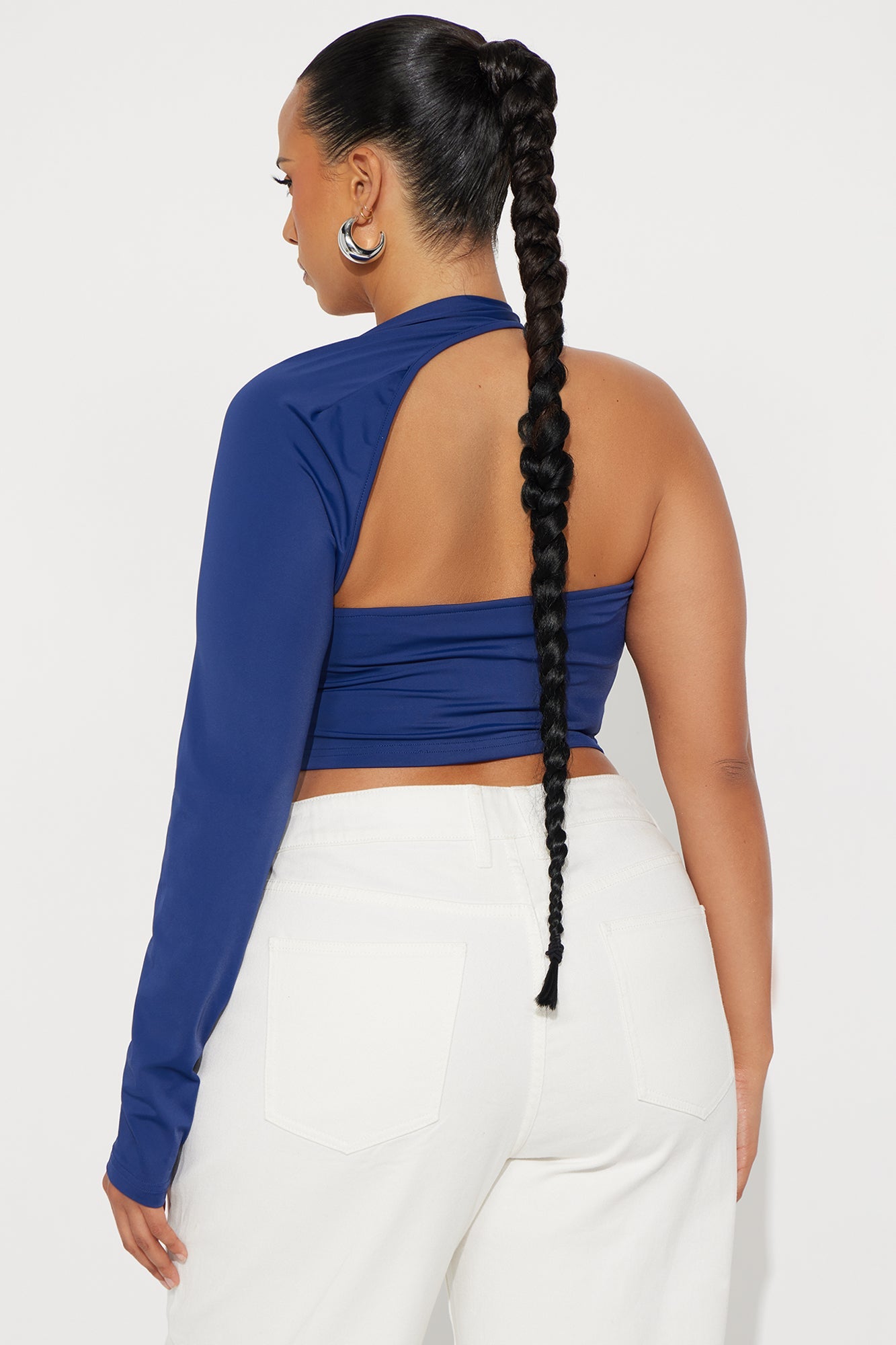 Warm Sensation Cropped Long Sleeve Top - Navy