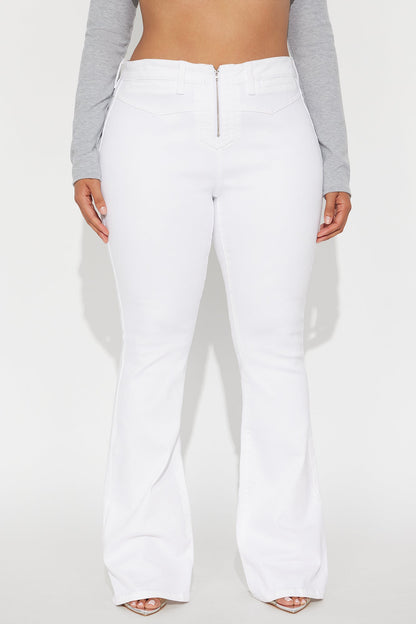 Later Days Mid Rise Flare Jeans - White