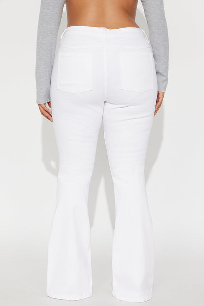 Later Days Mid Rise Flare Jeans - White