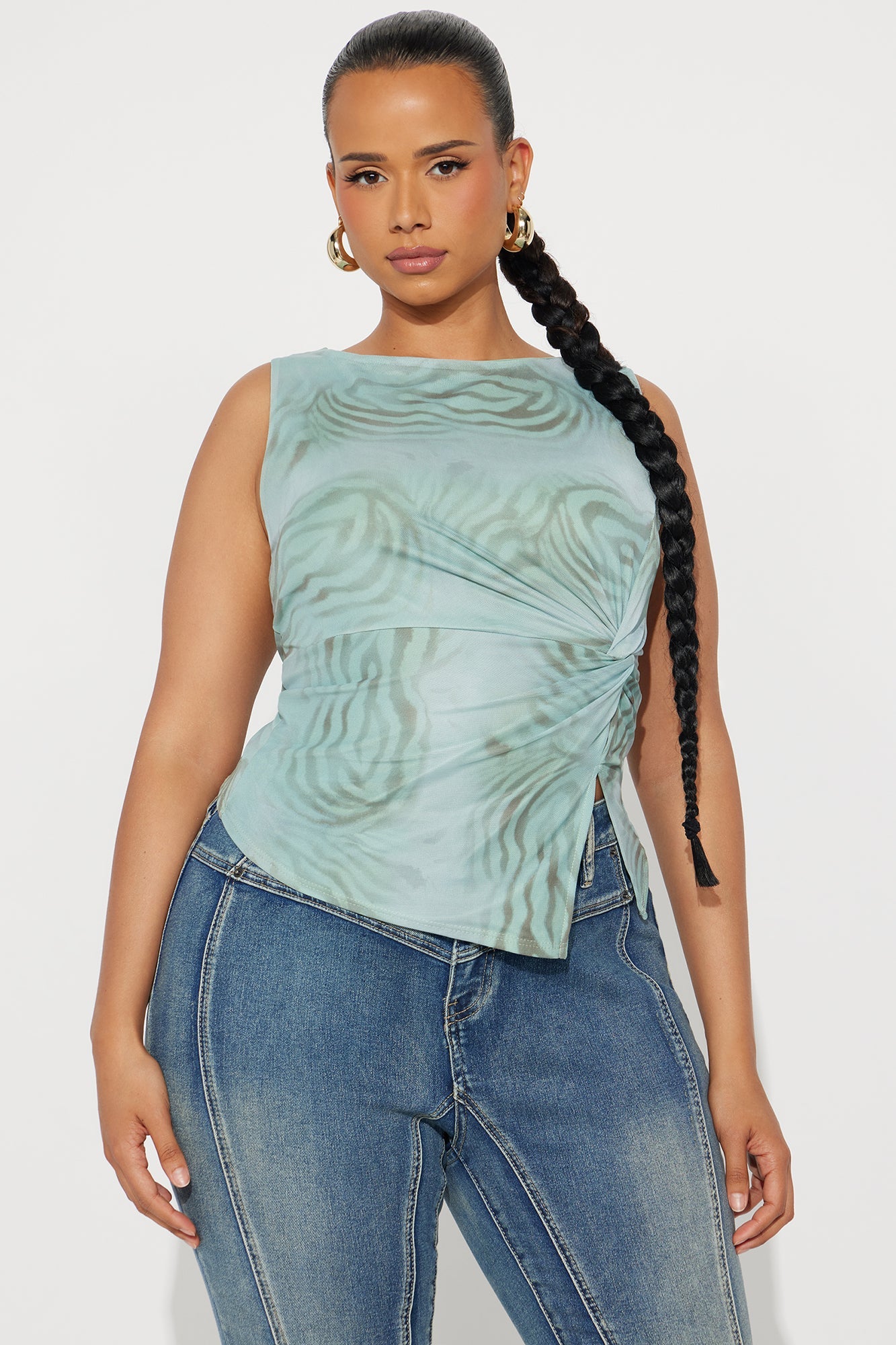 Pixie Twist Mesh Top - Blue/combo