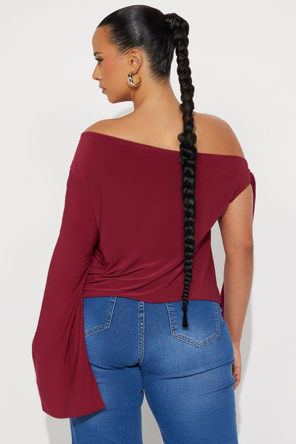 Fortuna Double Lined Off Shoulder Top - Burgundy