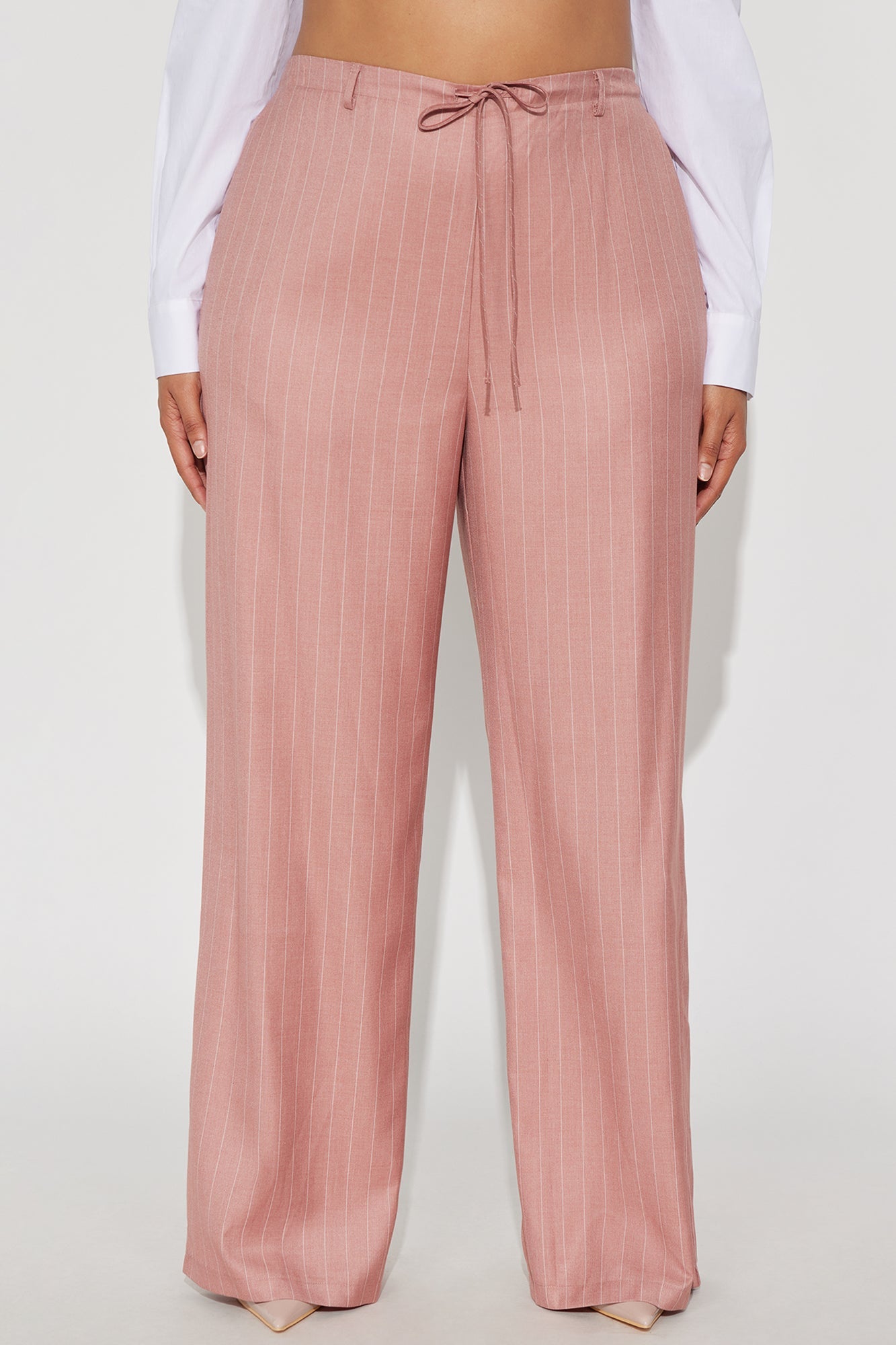 Yessica Pinstripe Wide Leg Trouser - Mauve
