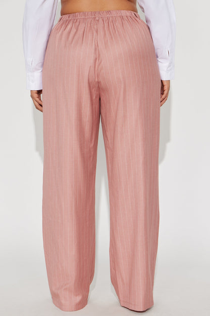 Yessica Pinstripe Wide Leg Trouser - Mauve
