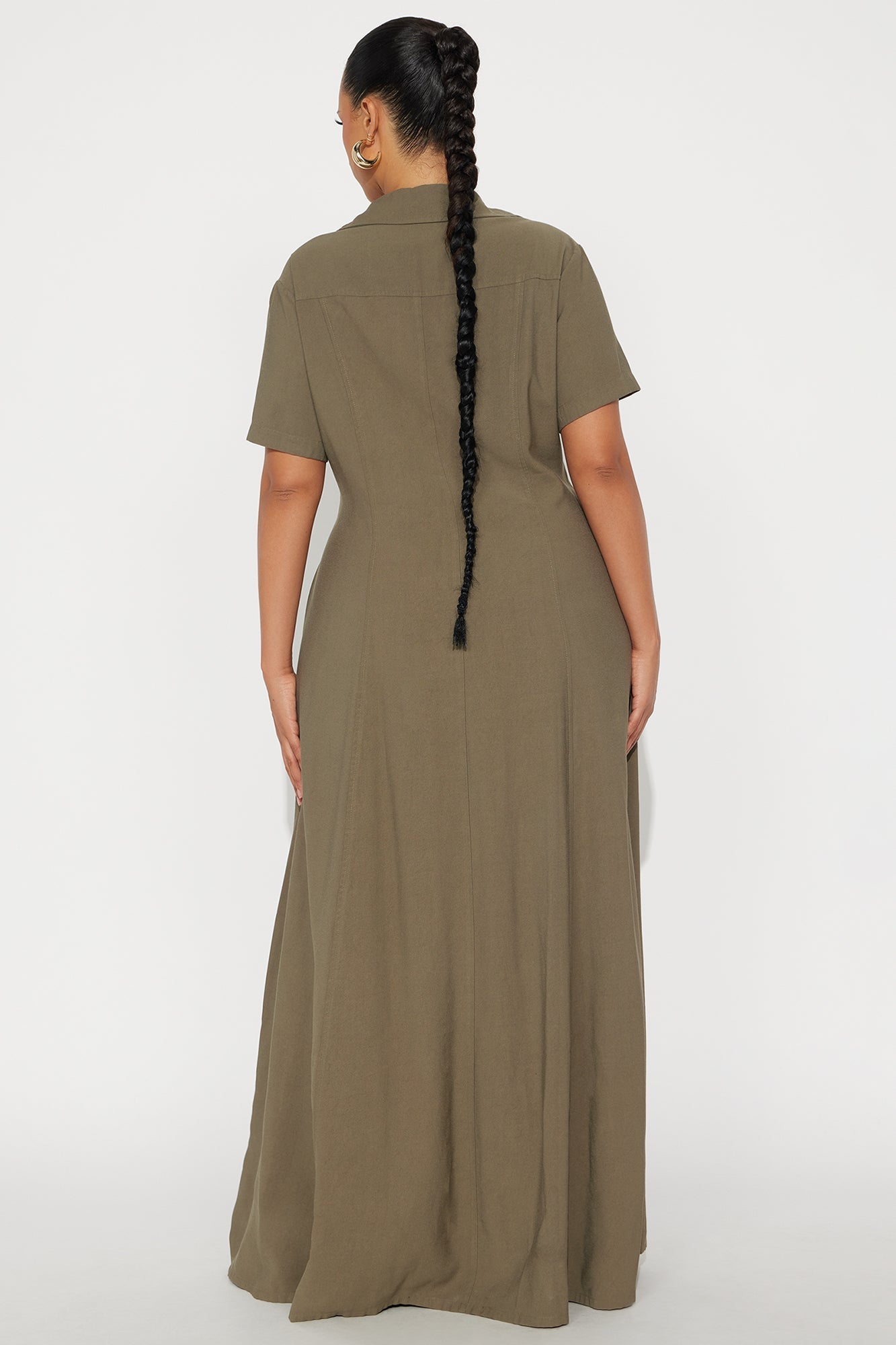 Elsa Woven Shirt Maxi Dress - Olive