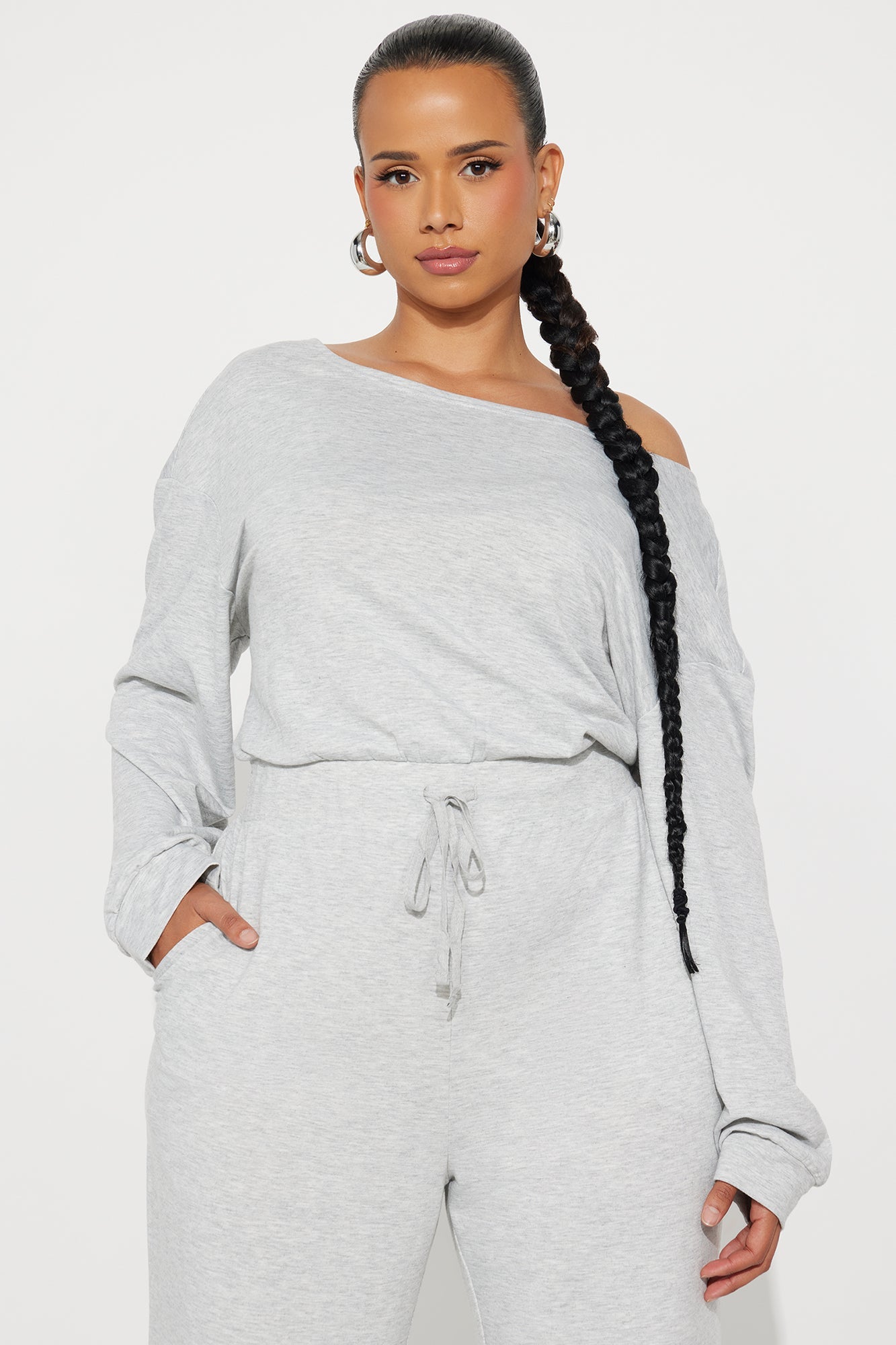 Just Warming Up French Terry Jumpsuit - Heather Grey