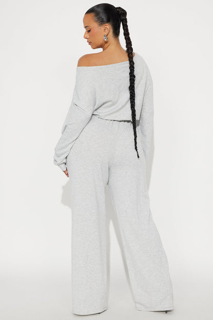 Just Warming Up French Terry Jumpsuit - Heather Grey