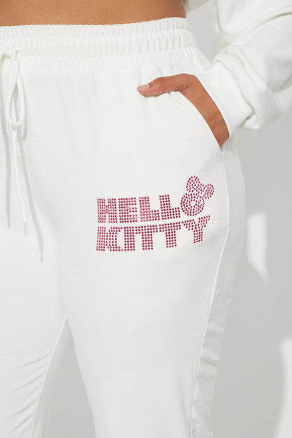 Hello Kitty Rhinestone Velour Pant - White
