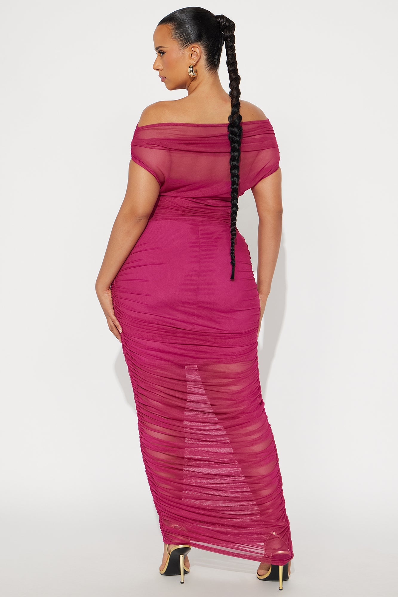 Obsessed With Me Ruched Maxi Dress - Magenta