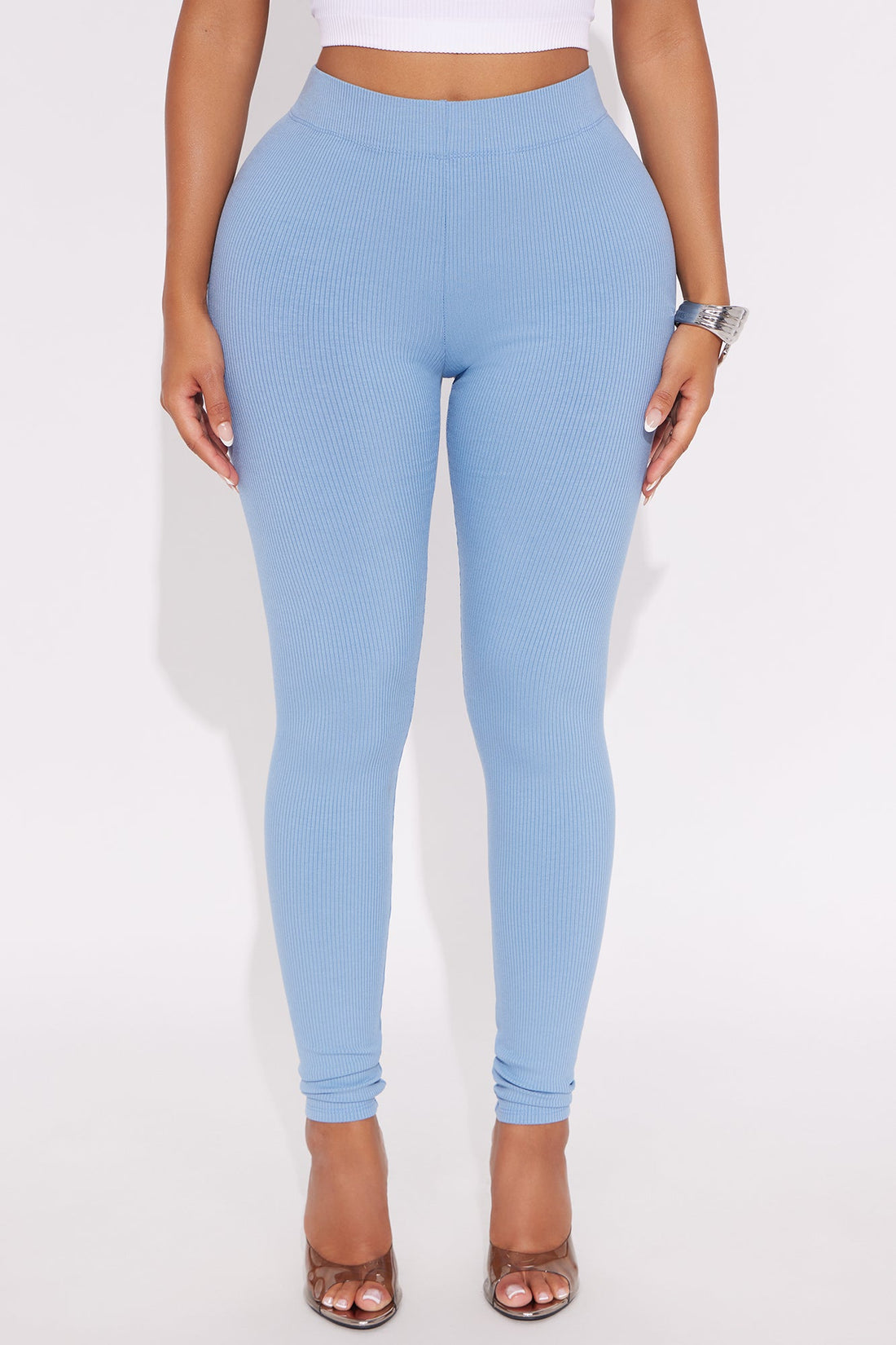 Tory Rib Heavy Contoured High Waisted Legging - Slate Blue