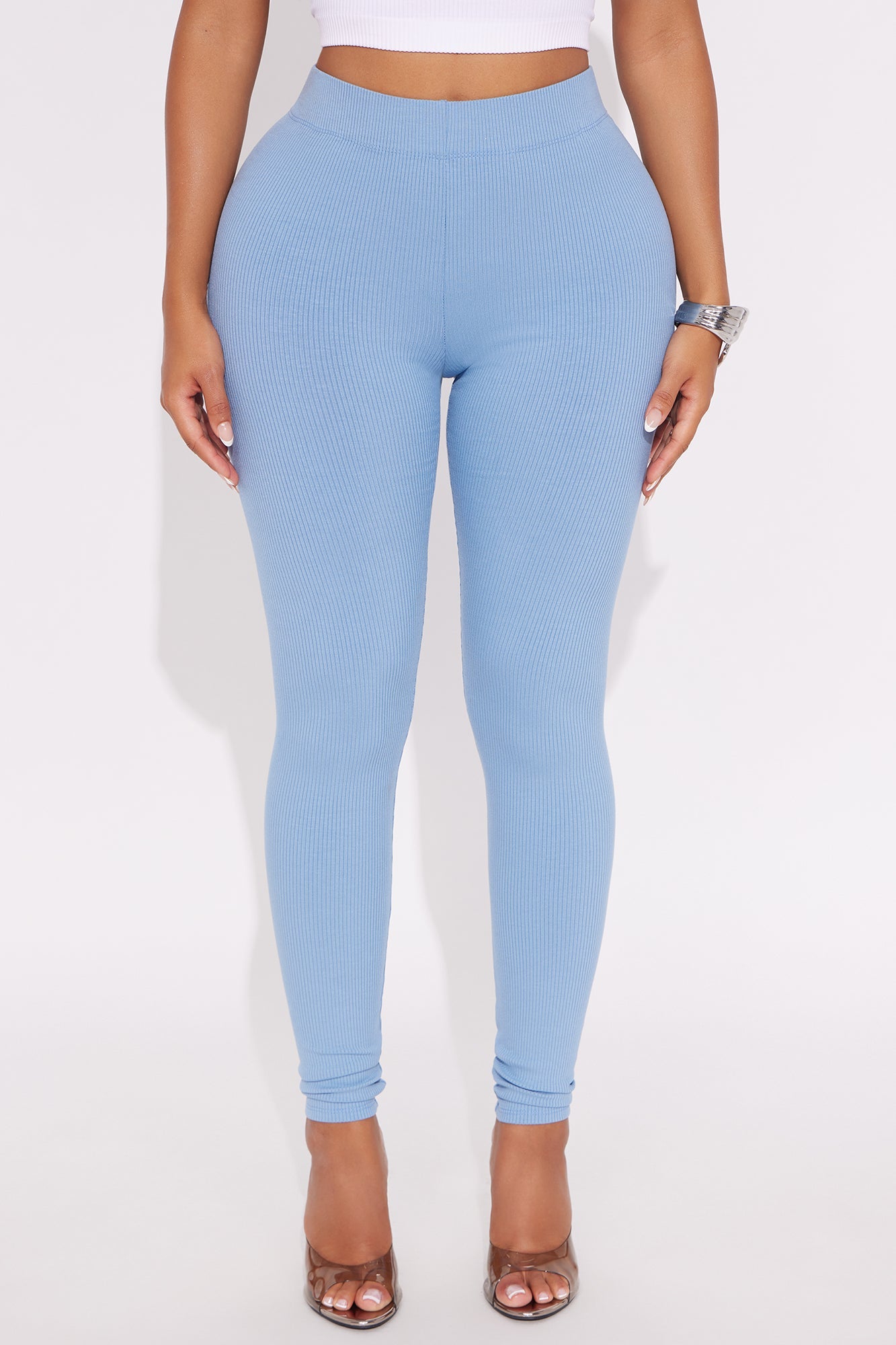 Tory Rib Heavy Contoured High Waisted Legging - Slate Blue