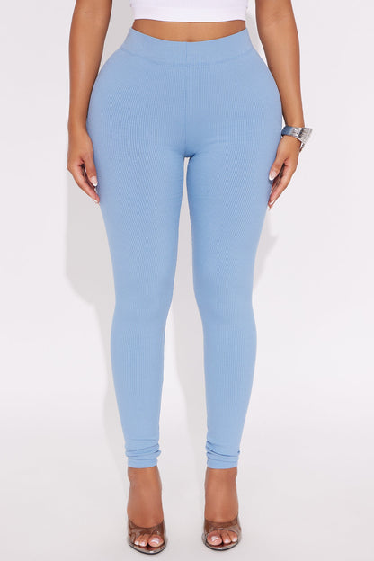 Tory Rib Heavy Contoured High Waisted Legging - Slate Blue