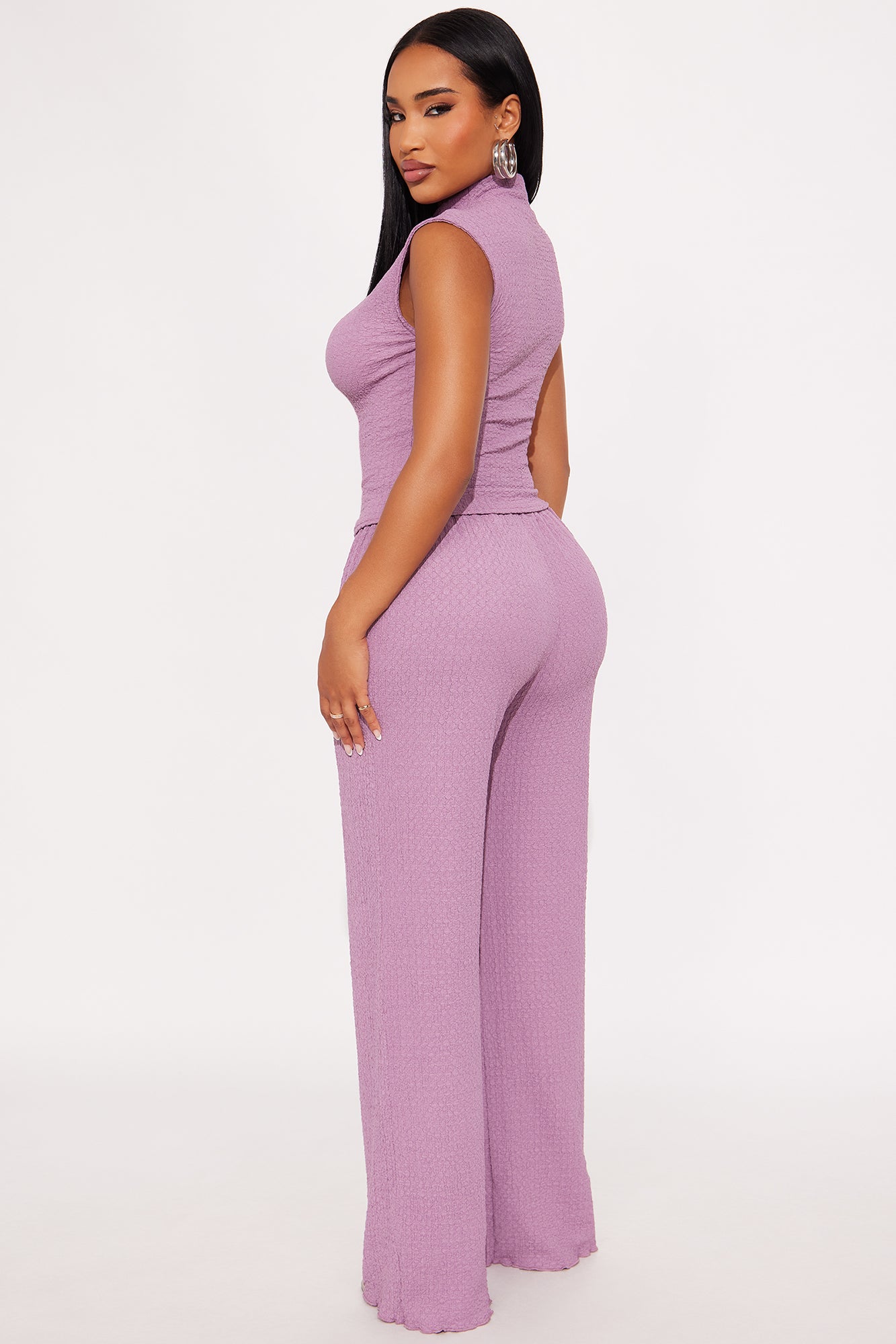 Teresea Textured Pant Set - Purple