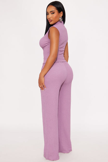 Teresea Textured Pant Set - Purple